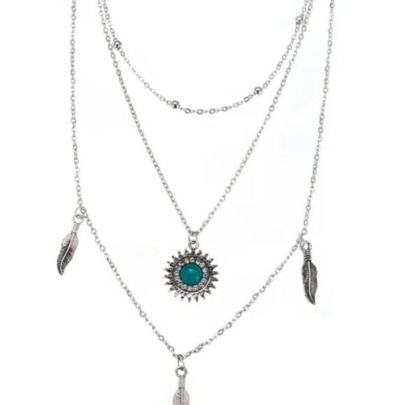 Women's 3 Layered Feather Necklace - Picture 1 of 2